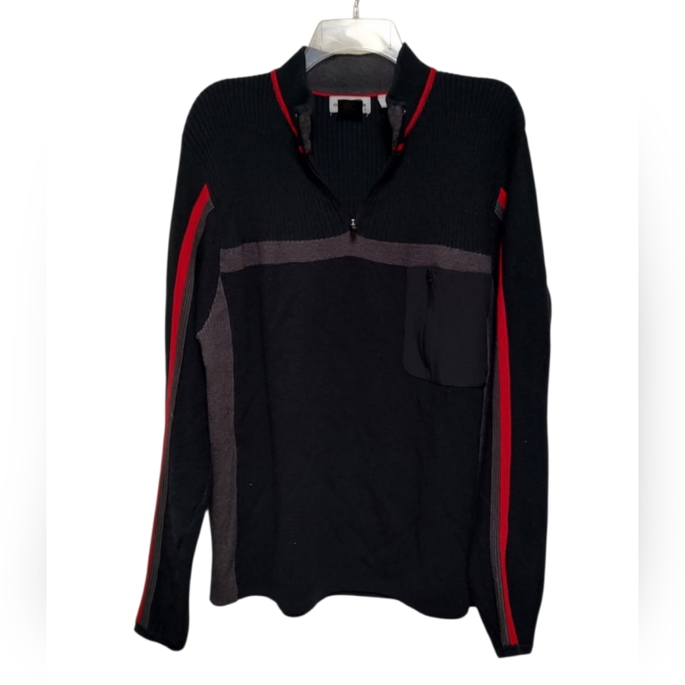 Vintage Obermyer Sweater 1/4 Zip Ski Cabincore Geometric L